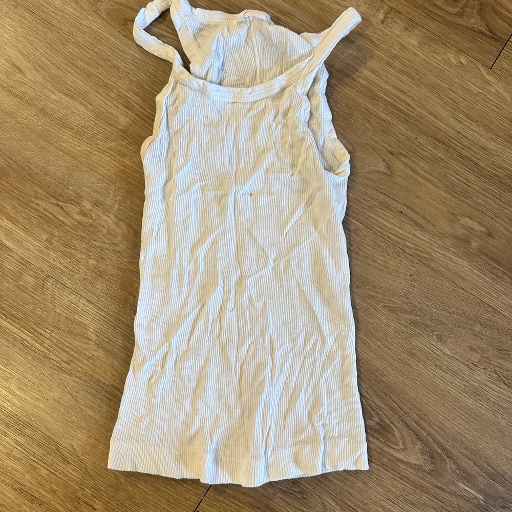Re/Done Ivory Ribbed Tank